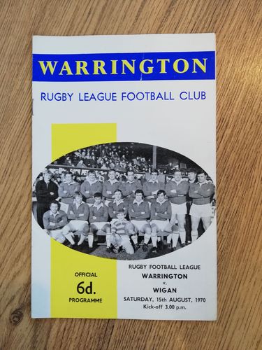 Warrington v Wigan Aug 1970 Wardonia Cup Rugby League Programme