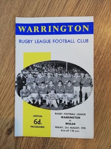 Warrington v Wigan Aug 1970 Rugby League Programme