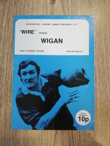 Warrington v Wigan Mar 1977 Rugby League Programme
