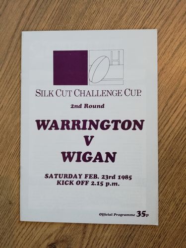 Warrington v Wigan Feb 1985 Challenge Cup Rugby League Programme