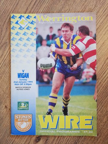Warrington v Wigan Jan 1994 Rugby League Programme