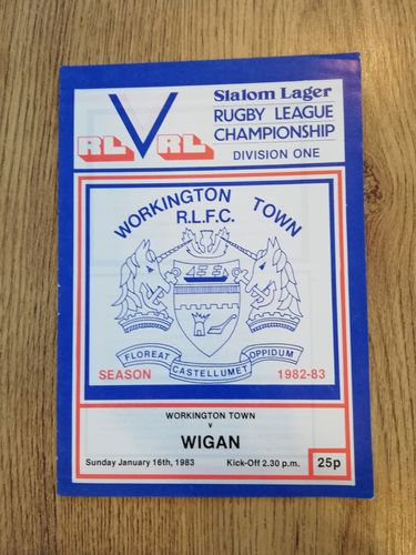 Workington Town v Wigan Jan 1983 Rugby League Programme