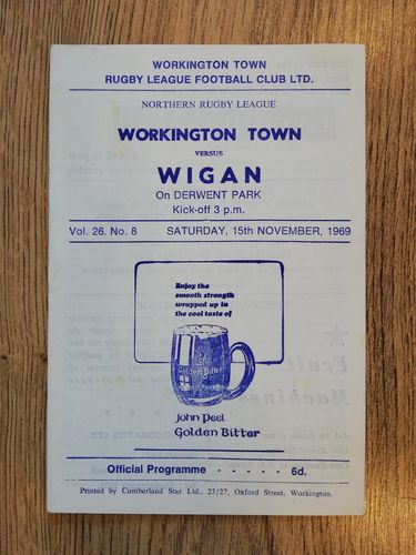 Workington Town v Wigan Nov 1969 Rugby League Programme