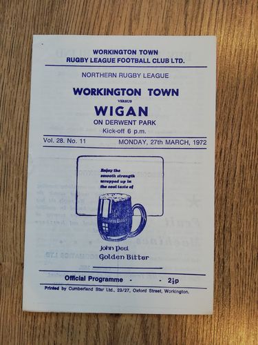 Workington Town v Wigan Mar 1972 Rugby League Programme