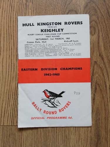 Hull KR v Keighley Mar 1963 Challenge Cup Rugby League Programme