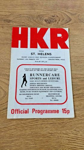 Hull KR v St Helens Mar 1979 Rugby League Programme