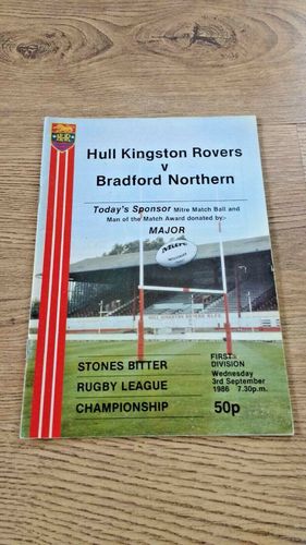 Hull KR v Bradford Northern Sept 1986 Rugby League Programme