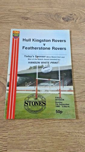 Hull KR v Featherstone Rovers Sept 1986 Rugby League Programme