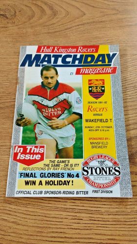 Hull KR v Wakefield Trinity Oct 1991 Rugby League Programme