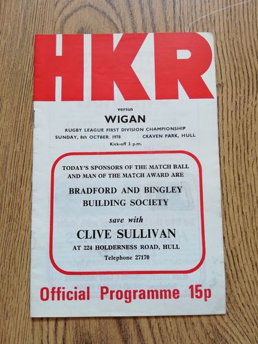 Hull KR v Wigan Oct 1978 Rugby League Programme