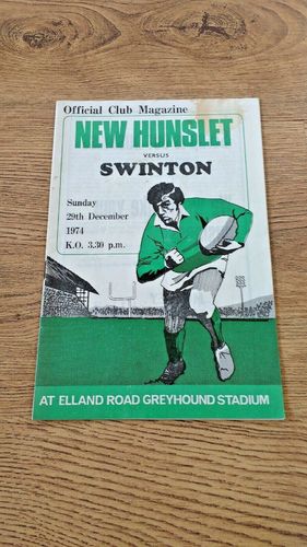 New Hunslet v Swinton Dec 1974 Rugby League Programme