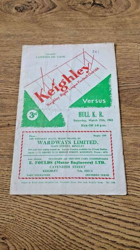 Keighley v Hull KR Mar 1962 Rugby League Programme
