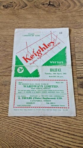 Keighley v Halifax Apr 1962 Rugby League Programme