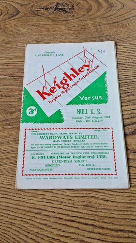 Keighley v Hull KR Aug 1962 Rugby League Programme
