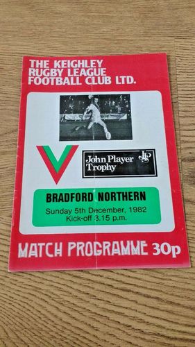 Keighley v Bradford Northern Dec 1982 John Player Trophy Rugby League Programme