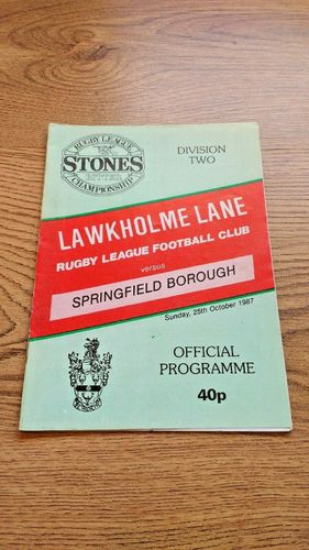 Keighley (Lawkholme Lane) v Springfield Borough Oct 1987 Rugby League Programme