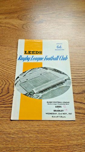 Leeds v Bramley Nov 1967 Rugby League Programme