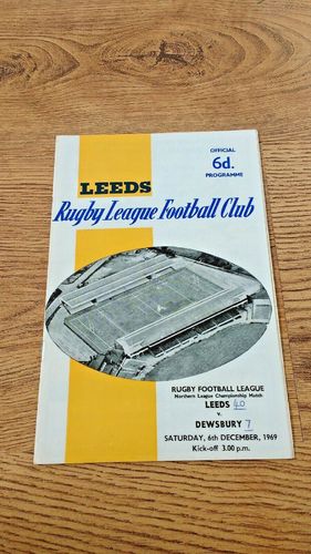 Leeds v Dewsbury Dec 1969 Rugby League Programme