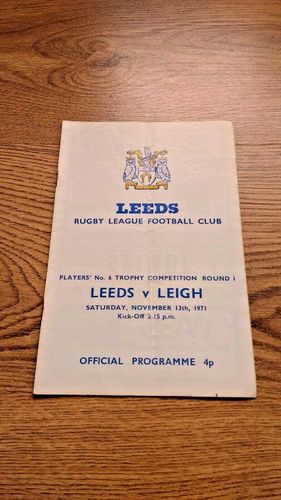 Leeds v Leigh Nov 1971 Player's No6 Trophy Rugby League Programme