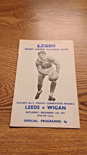 Leeds v Wigan Dec 1971 Player's No6 Trophy Rugby League Programme