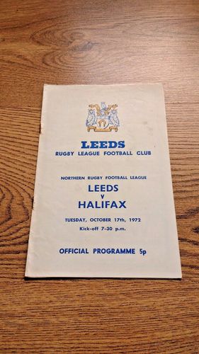 Leeds v Halifax Oct 1972 Rugby League Programme