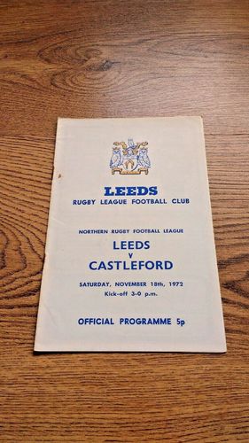 Leeds v Castleford Nov 1972 Rugby League Programme