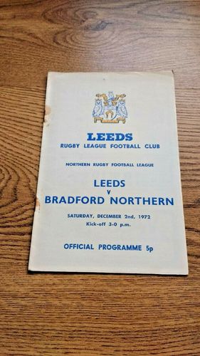 Leeds v Bradford Northern Dec 1972 Rugby League Programme
