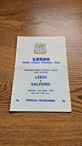 Leeds v Salford Apr 1974 Rugby League Programme