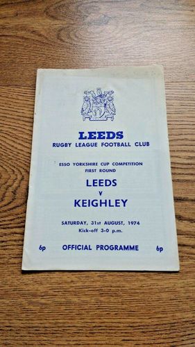 Leeds v Keighley Aug 1974 Yorkshire Cup Rugby League Programme