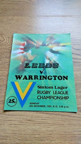 Leeds v Warrington Dec 1981 Rugby League Programme