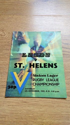 Leeds v St Helens Nov 1982 Rugby League Programme