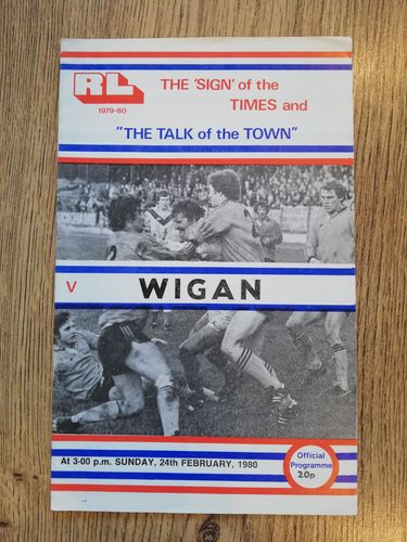 Workington Town v Wigan Feb 1980 Rugby League Programme