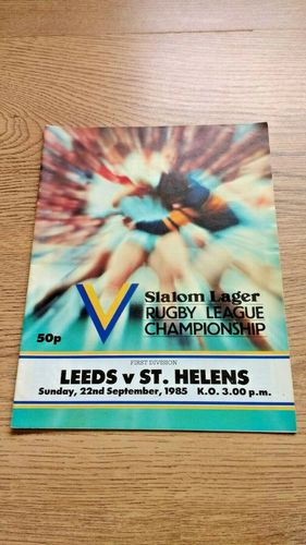 Leeds v St Helens Sept 1985 Rugby League Programme
