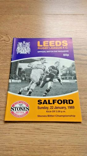 Leeds v Salford Jan 1989 Rugby League Programme