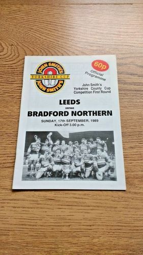 Leeds v Bradford Northern Sept 1989 Yorkshire Cup Rugby League Programme