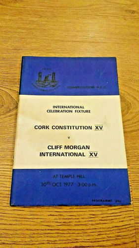 Cork Constitution XV v Cliff Morgan International XV 1977 Rugby Union Programme