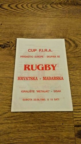 Croatia v Hungary 1993 Rugby Union Programme