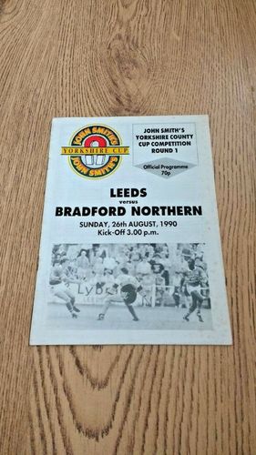 Leeds v Bradford Northern Aug 1990 Yorkshire Cup Rugby League Programme