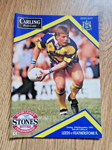 Leeds v Featherstone Nov 1991 Rugby League Programme