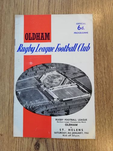 Oldham v St Helens Jan 1966 Rugby League Programme
