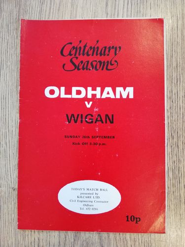 Oldham v Wigan Sept 1976 Rugby League Programme