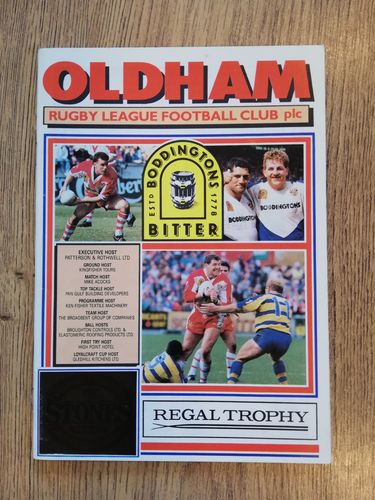 Oldham v Salford Dec 1990 Regal Trophy Rugby League Programme