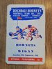 Rochdale Hornets v Wigan Sept 1962 Rugby League Programme