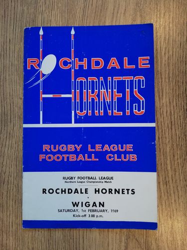 Rochdale Hornets v Wigan Feb 1969 Rugby League Programme
