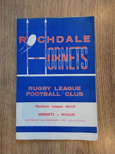 Rochdale Hornets v Wigan Feb 1970 Rugby League Programme