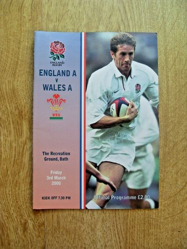 England A v Wales A 2000 Rugby Programme