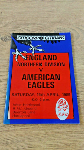 England Northern Division v American Eagles 1989 Rugby Programme