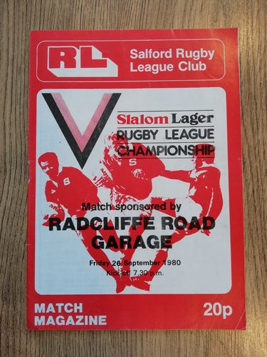 Salford v Workington Town Sept 1980 Rugby League Programme
