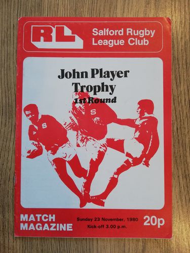 Salford v Wigan Nov 1980 John Player Trophy Rugby League Programme
