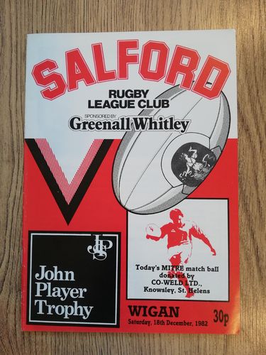 Salford v Wigan Dec 1982 John Player Trophy Quarter-Final Rugby League Programme